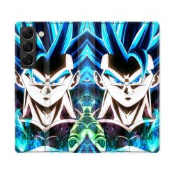 Housse Cuir Portefeuille Pour Samsung Galaxy S22 Ultra Manga Dragon Ball Gogeta Visage