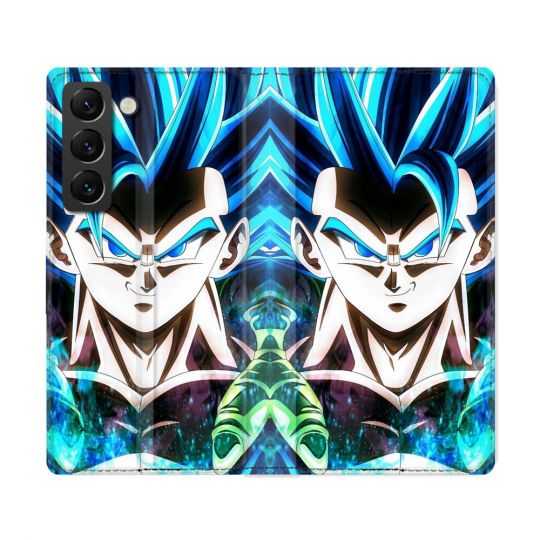 Housse Cuir Portefeuille Pour Samsung Galaxy S22 Ultra Manga Dragon Ball Gogeta Visage