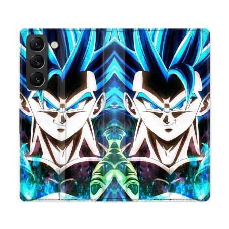 Housse Cuir Portefeuille Pour Samsung Galaxy S22 Ultra Manga Dragon Ball Gogeta Visage
