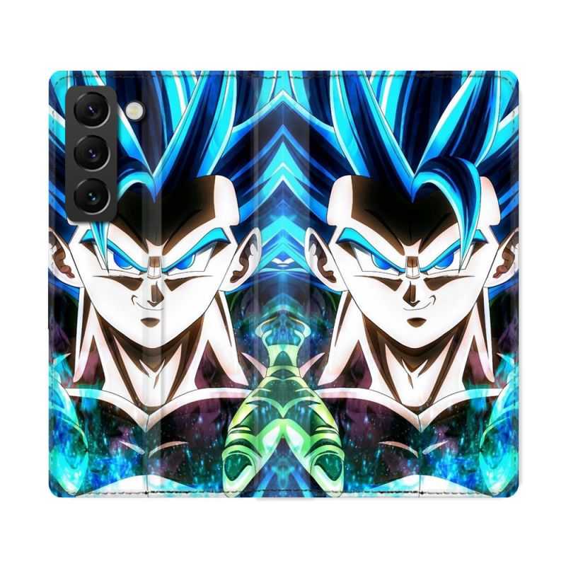 Housse Cuir Portefeuille Pour Samsung Galaxy S22 Ultra Manga Dragon Ball Gogeta Visage