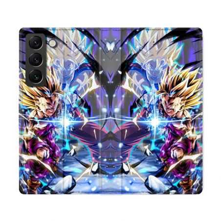 Housse Cuir Portefeuille Pour Samsung Galaxy S22 Ultra Manga Dragon Ball Sangohan Duo