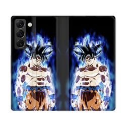 Housse Cuir Portefeuille Pour Samsung Galaxy S22 Ultra Manga Dragon Ball Sangoku Noir