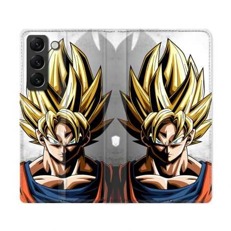 Housse Cuir Portefeuille Pour Samsung Galaxy S22 Ultra Manga Dragon Ball Sangoku Portrait