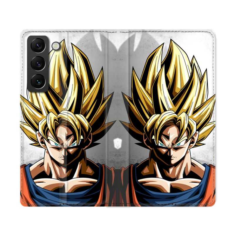 Housse Cuir Portefeuille Pour Samsung Galaxy S22 Ultra Manga Dragon Ball Sangoku Portrait
