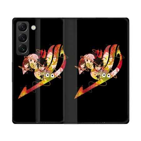 Housse Cuir Portefeuille Pour Samsung Galaxy S22 Ultra Manga Fairy Tail Logo Noir