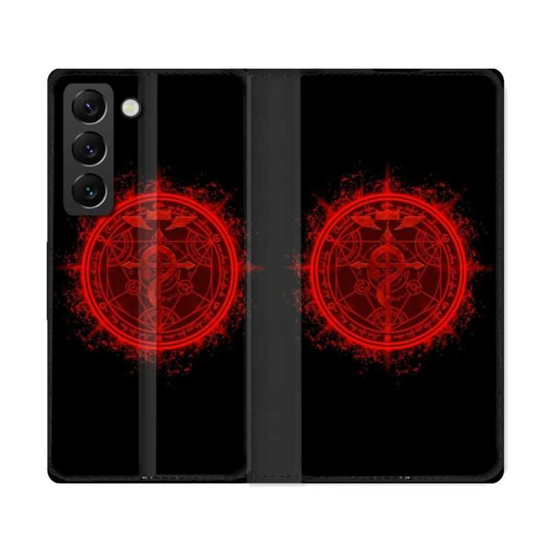 Housse Cuir Portefeuille Pour Samsung Galaxy S22 Ultra Manga Fullmetal Alchemist Logo