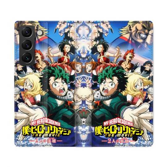 Housse Cuir Portefeuille Pour Samsung Galaxy S22 Ultra Manga My Hero Academia Affiche