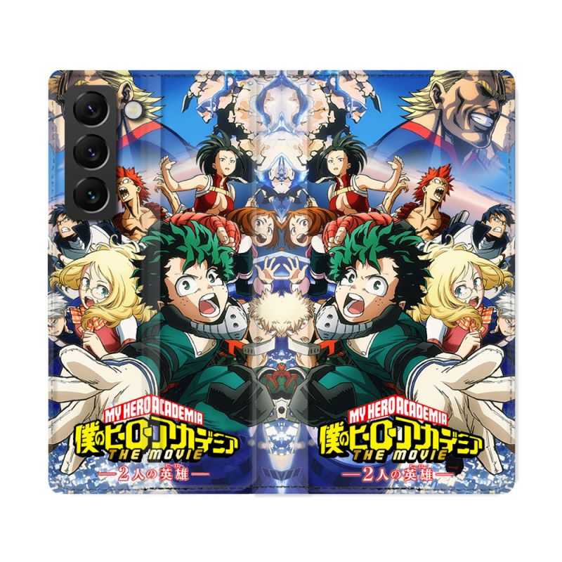 Housse Cuir Portefeuille Pour Samsung Galaxy S22 Ultra Manga My Hero Academia Affiche