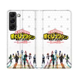 Housse Cuir Portefeuille Pour Samsung Galaxy S22 Ultra Manga My Hero Academia Blanc