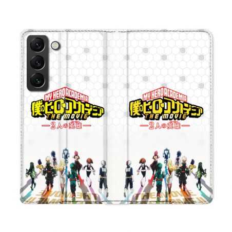 Housse Cuir Portefeuille Pour Samsung Galaxy S22 Ultra Manga My Hero Academia Blanc