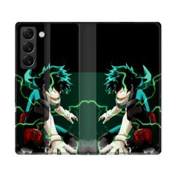 Housse Cuir Portefeuille Pour Samsung Galaxy S22 Ultra Manga My Hero Academia Deku