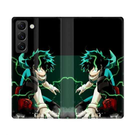 Housse Cuir Portefeuille Pour Samsung Galaxy S22 Ultra Manga My Hero Academia Deku