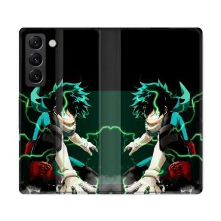 Housse Cuir Portefeuille Pour Samsung Galaxy S22 Ultra Manga My Hero Academia Deku