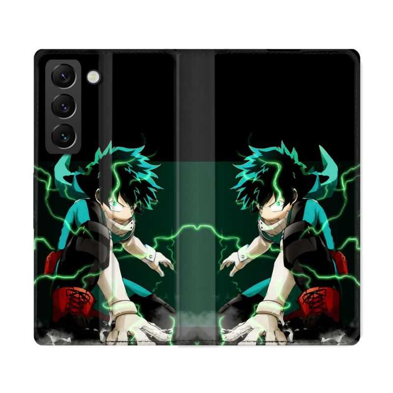 Housse Cuir Portefeuille Pour Samsung Galaxy S22 Ultra Manga My Hero Academia Deku