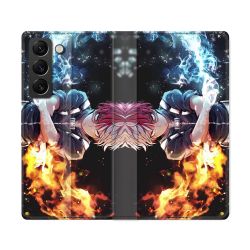 Housse Cuir Portefeuille Pour Samsung Galaxy S22 Ultra Manga My Hero Academia Shoto