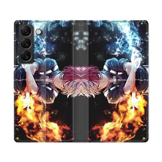 Housse Cuir Portefeuille Pour Samsung Galaxy S22 Ultra Manga My Hero Academia Shoto
