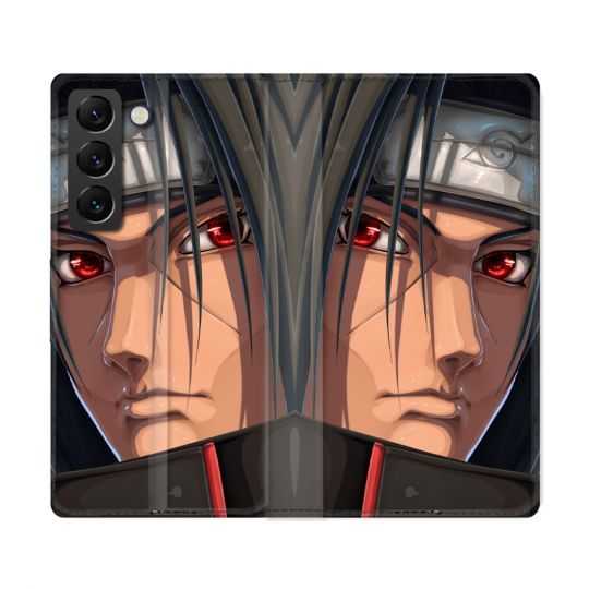 Housse Cuir Portefeuille Pour Samsung Galaxy S22 Ultra Manga Naruto Itachi Visage