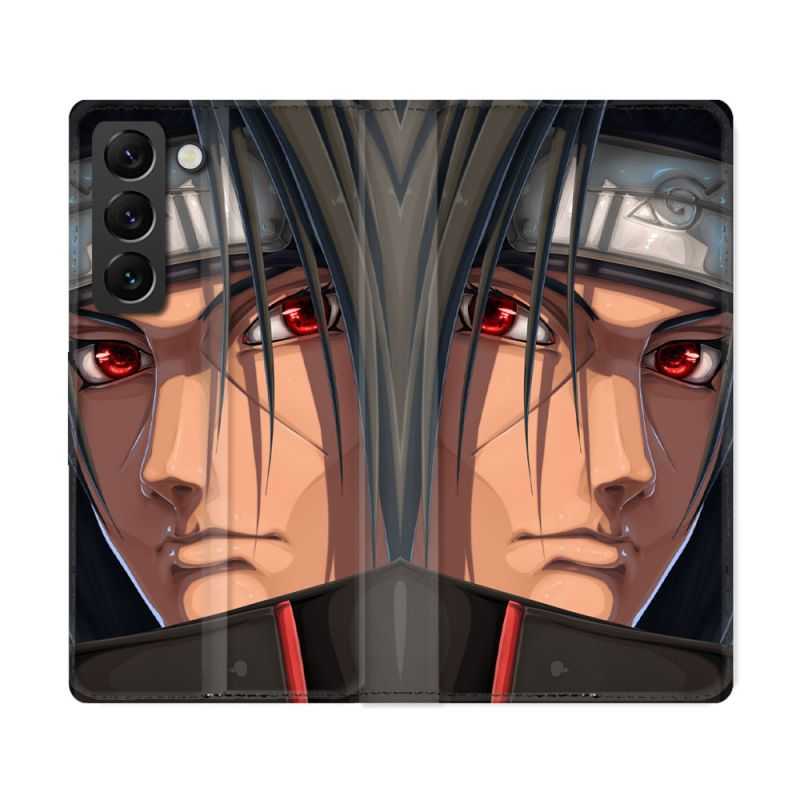 Housse Cuir Portefeuille Pour Samsung Galaxy S22 Ultra Manga Naruto Itachi Visage