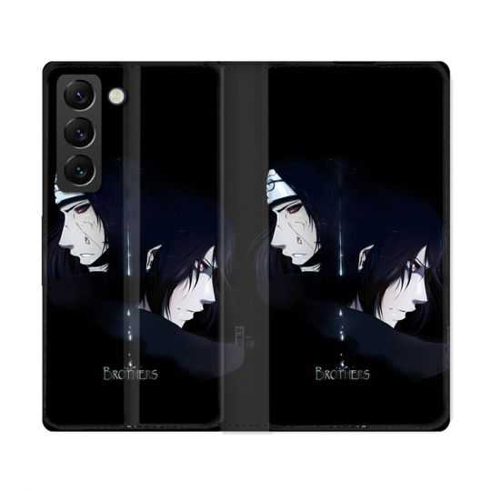 Housse Cuir Portefeuille Pour Samsung Galaxy S22 Ultra Manga Naruto Sasuke Itachi