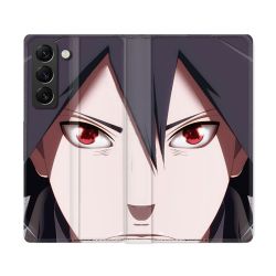 Housse Cuir Portefeuille Pour Samsung Galaxy S22 Ultra Manga Naruto Sasuke visage