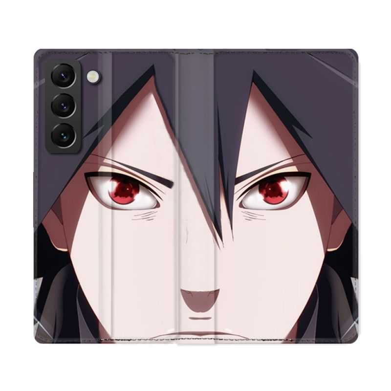 Housse Cuir Portefeuille Pour Samsung Galaxy S22 Ultra Manga Naruto Sasuke visage
