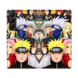 Housse Cuir Portefeuille Pour Samsung Galaxy S22 Ultra Manga Naruto Team