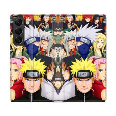 Housse Cuir Portefeuille Pour Samsung Galaxy S22 Ultra Manga Naruto Team