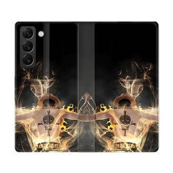 Housse Cuir Portefeuille Pour Samsung Galaxy S22 Ultra Manga One Piece Ace Noir