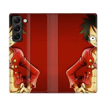 Housse Cuir Portefeuille Pour Samsung Galaxy S22 Ultra Manga One Piece Luffy