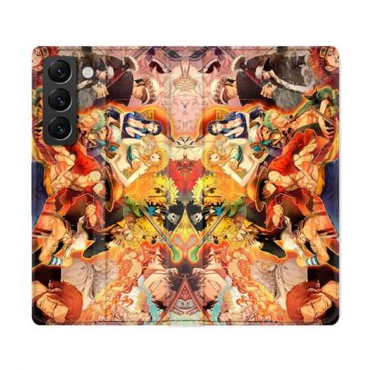Housse Cuir Portefeuille Pour Samsung Galaxy S22 Ultra Manga One Piece Nakama
