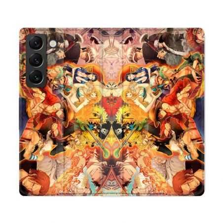 Housse Cuir Portefeuille Pour Samsung Galaxy S22 Ultra Manga One Piece Nakama