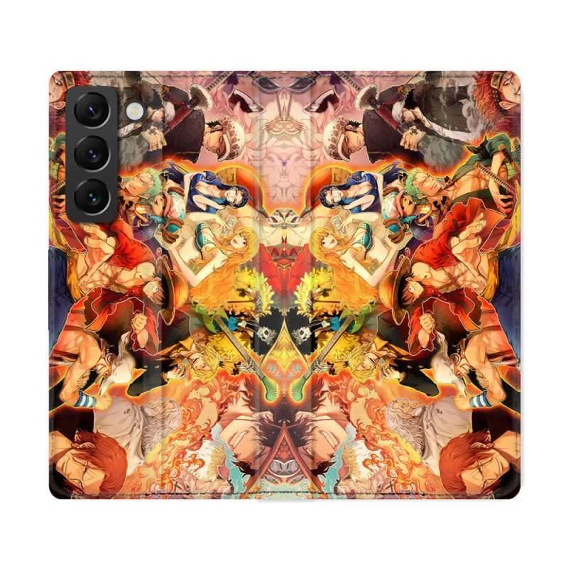 Housse Cuir Portefeuille Pour Samsung Galaxy S22 Ultra Manga One Piece Nakama