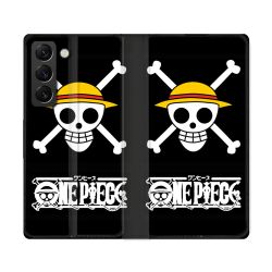 Housse Cuir Portefeuille Pour Samsung Galaxy S22 Ultra Manga One Piece Tete de Mort
