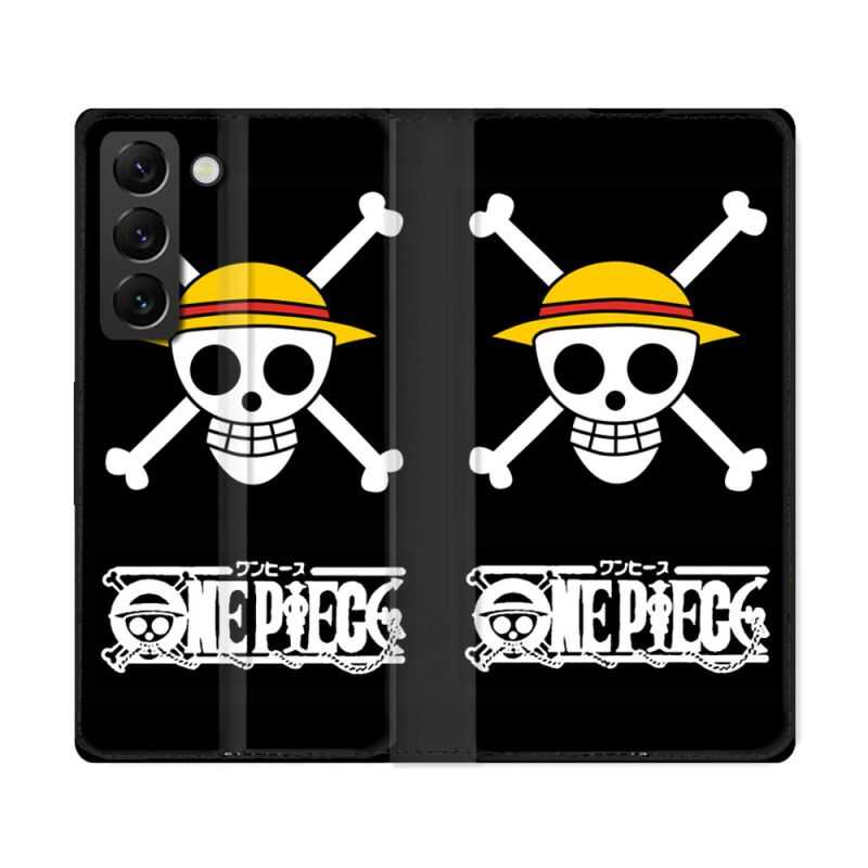 Housse Cuir Portefeuille Pour Samsung Galaxy S22 Ultra Manga One Piece Tete de Mort