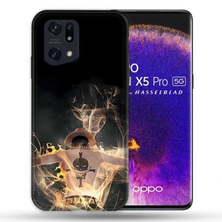 Coque Pour Oppo Find X5 Pro Manga One Piece Ace Noir
