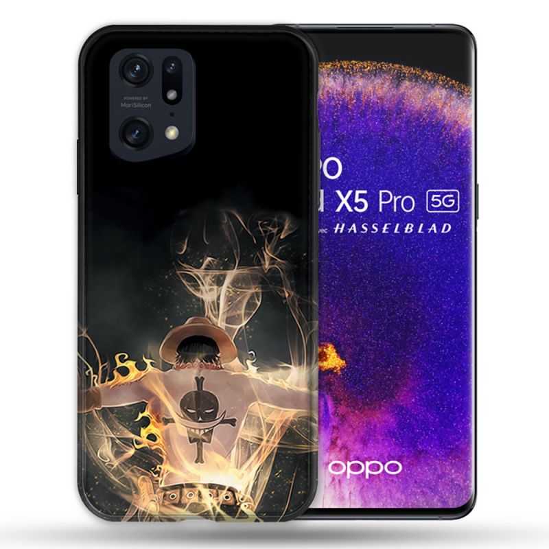 Coque Pour Oppo Find X5 Pro Manga One Piece Ace Noir