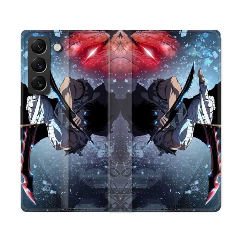 Housse Cuir Portefeuille Pour Samsung Galaxy S22 Ultra Manga Solo Leveling Sung Epee