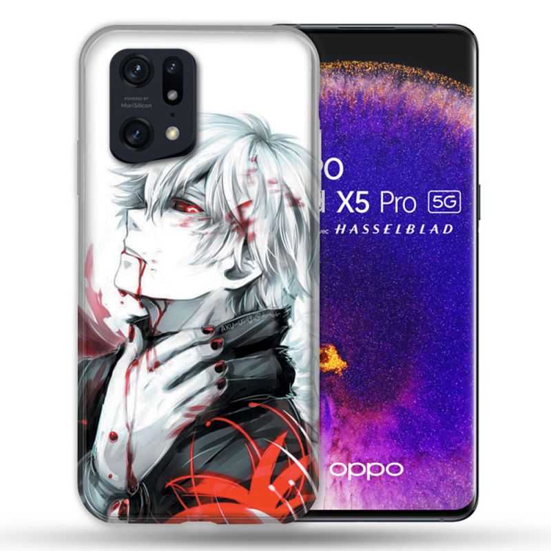 Coque Pour Oppo Find X5 Pro Manga Tokyo Ghoul Kaneki Blanc