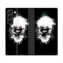 Housse Cuir Portefeuille Pour Samsung Galaxy S22 Ultra Manga Tokyo Ghoul Kaneki Tag
