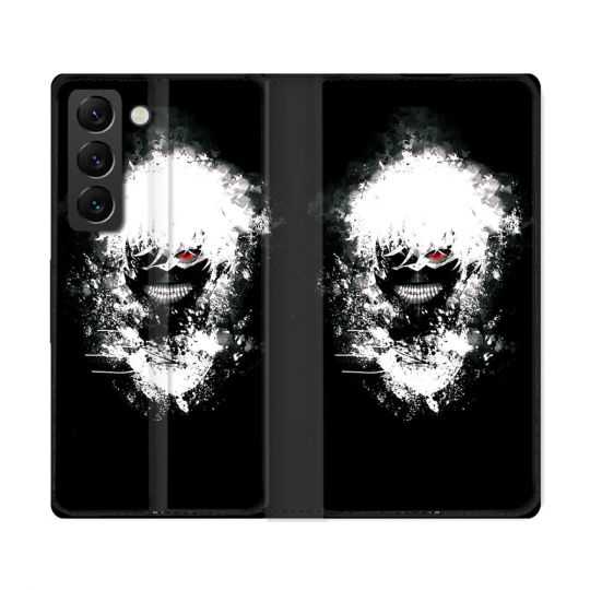 Housse Cuir Portefeuille Pour Samsung Galaxy S22 Ultra Manga Tokyo Ghoul Kaneki Tag