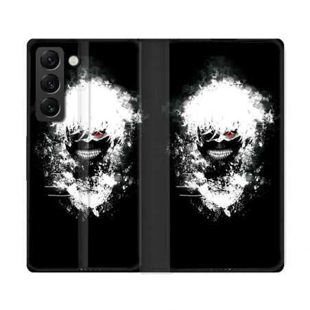Housse Cuir Portefeuille Pour Samsung Galaxy S22 Ultra Manga Tokyo Ghoul Kaneki Tag
