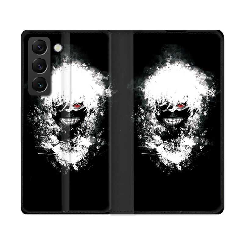 Housse Cuir Portefeuille Pour Samsung Galaxy S22 Ultra Manga Tokyo Ghoul Kaneki Tag