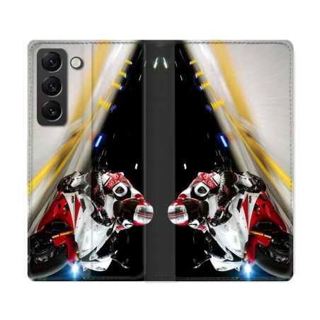 Housse Cuir Portefeuille Pour Samsung Galaxy S22 Ultra Moto Course GP R6
