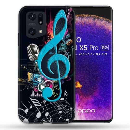 Coque Pour Oppo Find X5 Pro Musique Cle Sol Bleu
