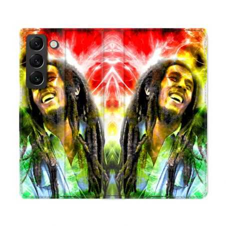 Housse Cuir Portefeuille Pour Samsung Galaxy S22 Ultra Musique Bob Marley Color
