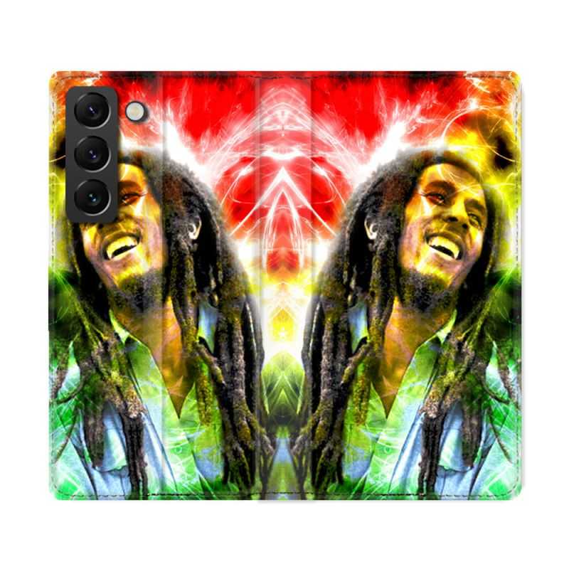 Housse Cuir Portefeuille Pour Samsung Galaxy S22 Ultra Musique Bob Marley Color