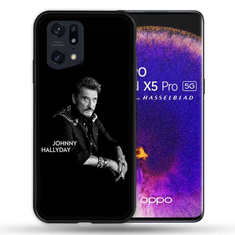Coque Pour Oppo Find X5 Pro Musique Johnny Hallyday Noir