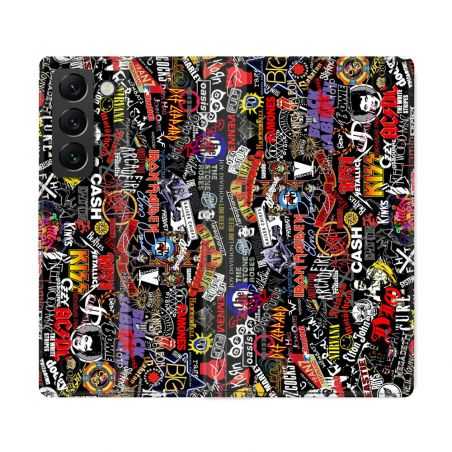 Housse Cuir Portefeuille Pour Samsung Galaxy S22 Ultra Musique Rock Groupe