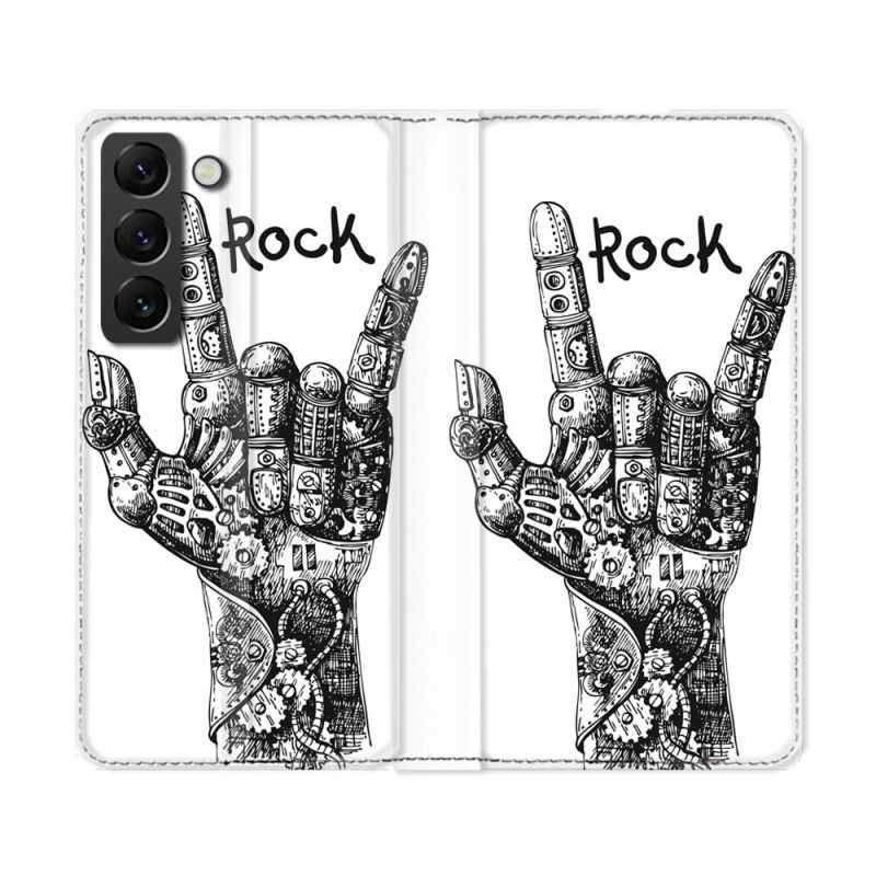 Housse Cuir Portefeuille Pour Samsung Galaxy S22 Ultra Musique Rock Main