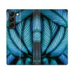 Housse Cuir Portefeuille Pour Samsung Galaxy S22 Ultra Nature Feuille Palmier